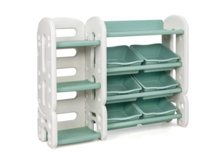 Kids Toy Storage Organizer with Bins and Multi-Layer Shelf for Bedroom Playroom -Green For Sale