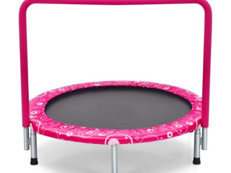 36 Inch Kids Trampoline Mini Rebounder with Full Covered Handrail -Pink For Cheap