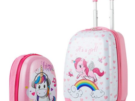 2 Pieces Kids Luggage Set 12 Inch Backpack and 16 Inch Kid Carry on Suitcase with Wheels Sale