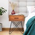 Nightstand Coffee Table Storage Display with Steel Legs and 1 Drawer Online Hot Sale