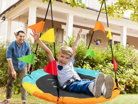 40 Inch Indoor Outdoor Flying Saucer Tree Swing with Hanging Strap Sale