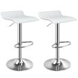 Set of 2 Adjustable PU Leather Backless Bar Stools-White on Sale