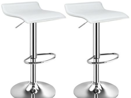 Set of 2 Adjustable PU Leather Backless Bar Stools-White on Sale