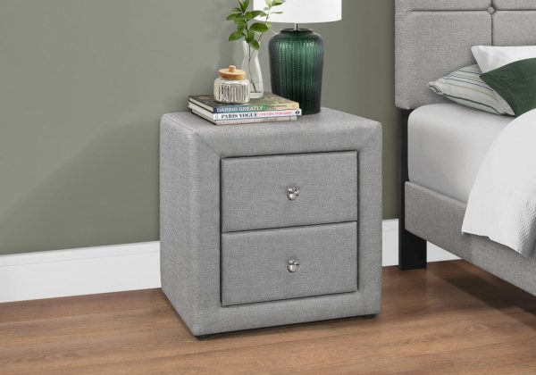 21  Gray Linen Blend Two Drawer Nightstand Cheap