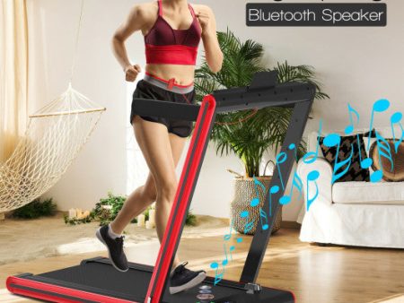 2-in-1 Folding Treadmill with Dual LED Display-Red Online Hot Sale