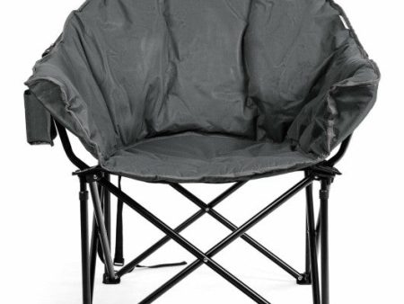 Folding Camping Moon Padded Chair with Carrying Bag-Gray Sale