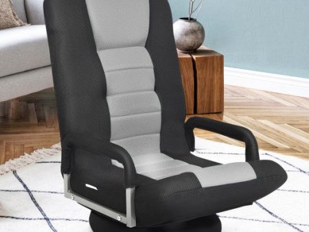 360-Degree Swivel Gaming Floor Chair with Foldable Adjustable Backrest-Gray Hot on Sale