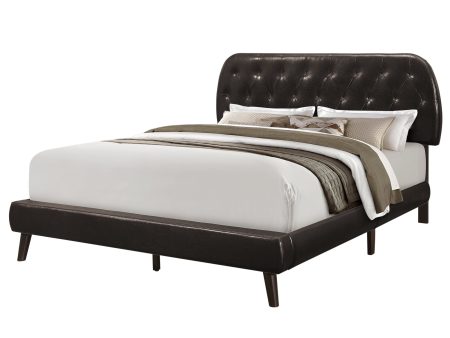 Brown Queen Tufted Upholstered Faux Leather Bed Frame Online Hot Sale