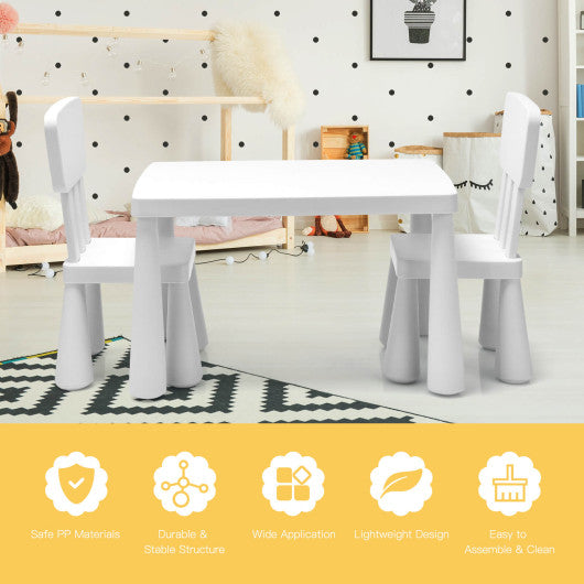 3 Pieces Toddler Multi Activity Play Dining Study Kids Table and Chair Set-White Sale