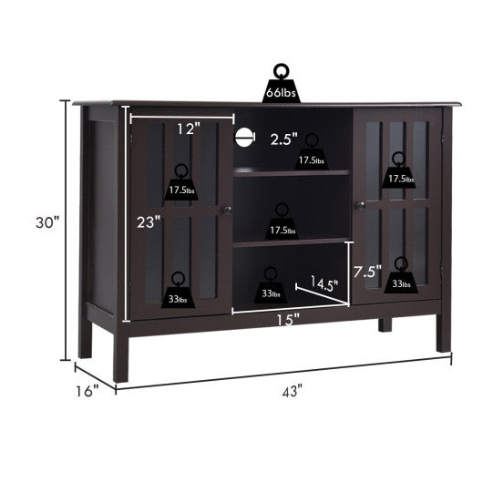 Wooden TV Stand Console Cabinet for 50 Inch TV-Brown Online Sale