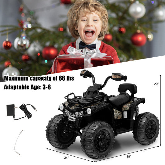 12V Kids Ride On ATV 4 Wheeler with MP3 and Headlights-Black Supply