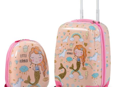 2PC Kids Luggage Set Rolling Suitcase & Backpack-Pink Discount