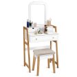 Vanity Table Set with Cushioned Stool and Large Mirror Online