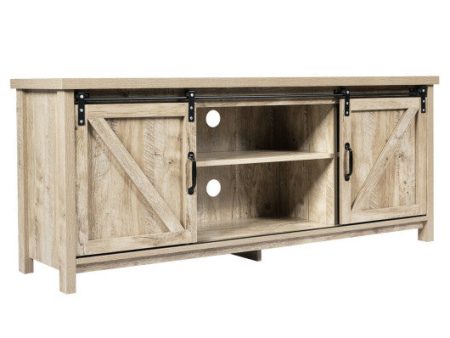 TV Stand Media Center Console Cabinet with Sliding Barn Door - Gray Online