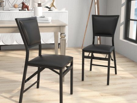 Set of 2 Metal Folding Dining Chair with Space Saving Design Sale