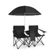 Portable Folding Picnic Double Chair With Umbrella-Black Online now