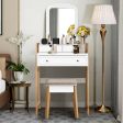 Vanity Table Set with Cushioned Stool and Large Mirror Online