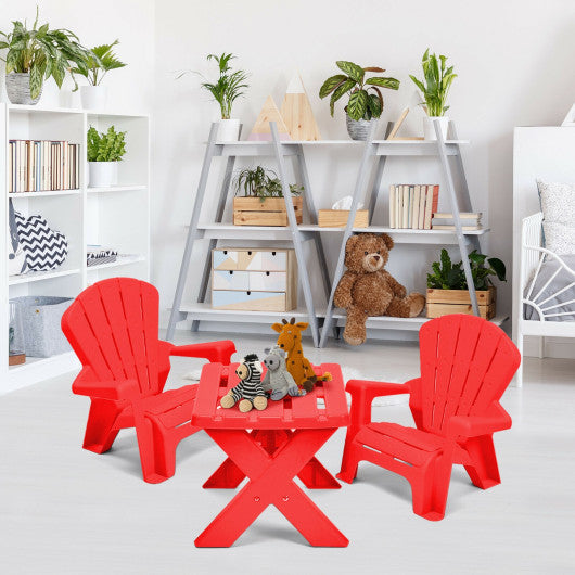 3-Piece Plastic Children Play Table Chair Set-Red For Sale