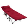 Folding Retractable Travel Camping Cot with Mattress and Carry Bag-Red Sale