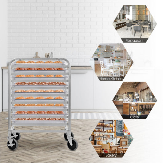 10 Sheets Aluminum Rolling Bakery Pan Rack on Sale