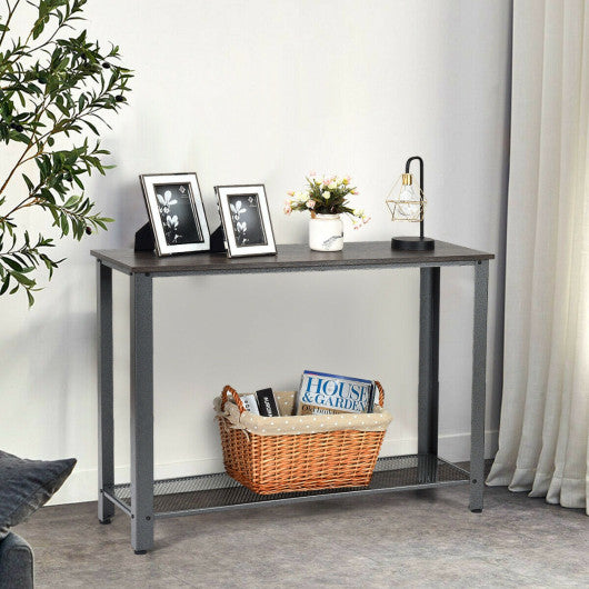 Metal Frame Wood  Console Sofa Table with Storage Shelf-Sliver For Sale