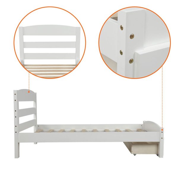 White Wood Twin Bed Frame For Sale