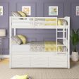 White Twin Over Twin Bunk Bed with Trundle and Drawers Online