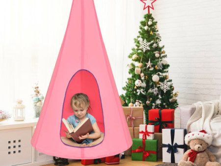 40 Inch Kids Nest Swing Chair Hanging Hammock Seat for Indoor Outdoor-Pink on Sale