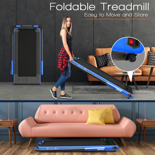 2-in-1 Folding Treadmill with Remote Control and LED Display-Blue on Sale