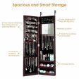 Full Length Mirror Jewelry Cabinet with Ring Slots and Necklace Hooks-Dark Brown Sale