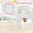 Kids Princess Vanity Table and Stool Set with Tri-folding Mirror and Drawer-White For Discount