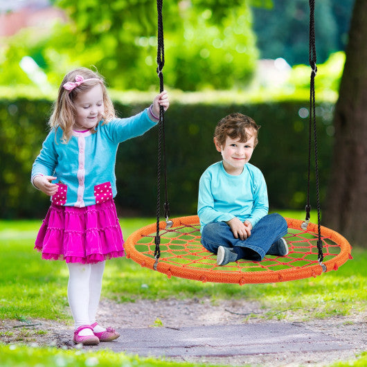 40 Inch Spider Web Tree Swing Kids Outdoor Play Set with Adjustable Ropes-Orange Online now