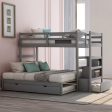 Gray Twin Over Twin Contemporary Bunk Bed With Stairs Discount