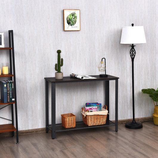 Metal Frame Wood  Console Sofa Table with Storage Shelf-Sliver For Sale