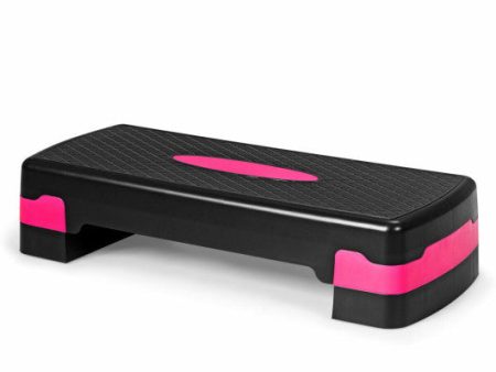 26 Inch Height Adjustable Aerobic Exercise Step Deck with Non-Slip Surface-Black on Sale