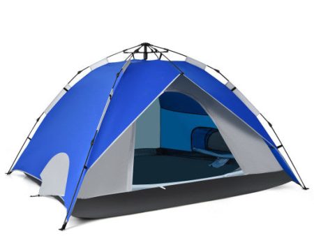 2-in-1 4 Person Instant Pop-up Waterproof Camping Tent-Blue Supply