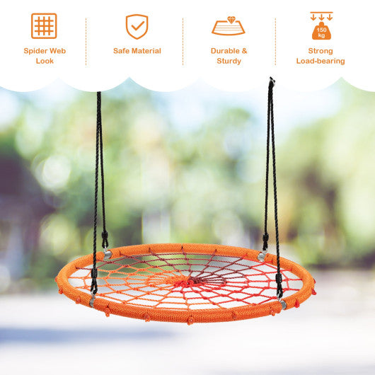 40 Inch Spider Web Tree Swing Kids Outdoor Play Set with Adjustable Ropes-Orange Online now