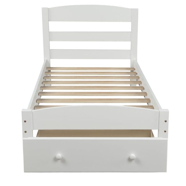 White Wood Twin Bed Frame For Sale