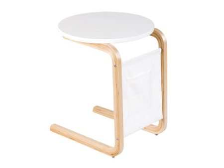 Bentwood Sofa Side Table with Square Tabletop and Storage Bag For Cheap