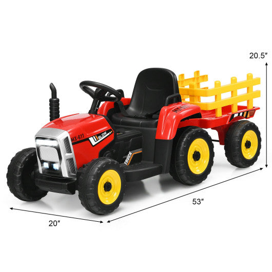 12V Ride on Tractor with 3-Gear-Shift Ground Loader for Kids 3+ Years Old-Red Hot on Sale