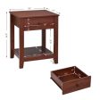 Set of 2 Nightstand with Storage Shelf and Pull Handle For Sale