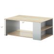 Coffee Table Sofa Side Table with Storage Shelves -Natural Online Sale