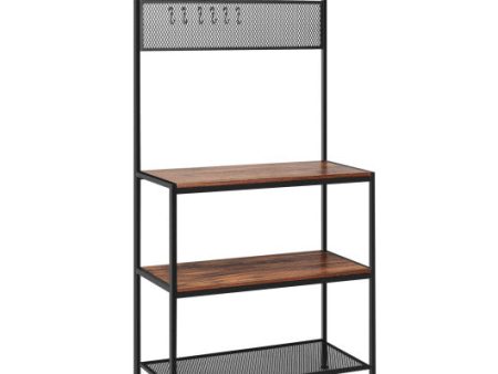 4-Tier Kitchen Rack Stand with Hooks and Mesh Panel Online Hot Sale