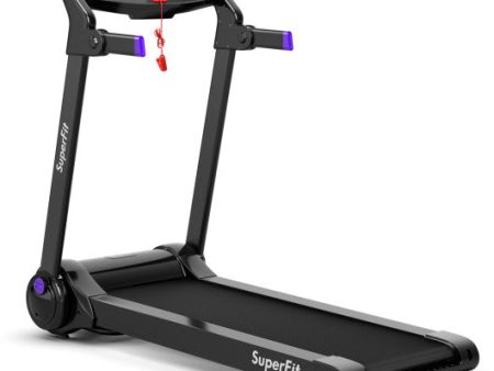 3HP Electric Folding Treadmill with Bluetooth Speaker-Purple For Discount