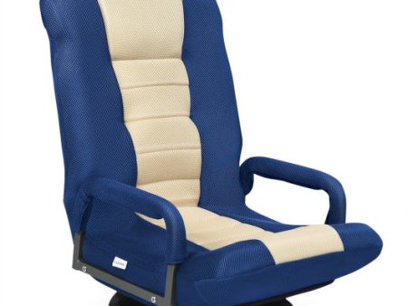 360-Degree Swivel Gaming Floor Chair with Foldable Adjustable Backrest-Blue Online