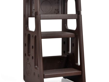 Kids Kitchen Step Stool with Double Safety Rails -Brown Hot on Sale