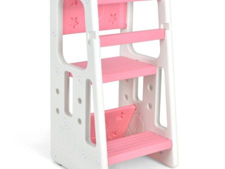 Kids Kitchen Step Stool with Double Safety Rails -Pink Supply