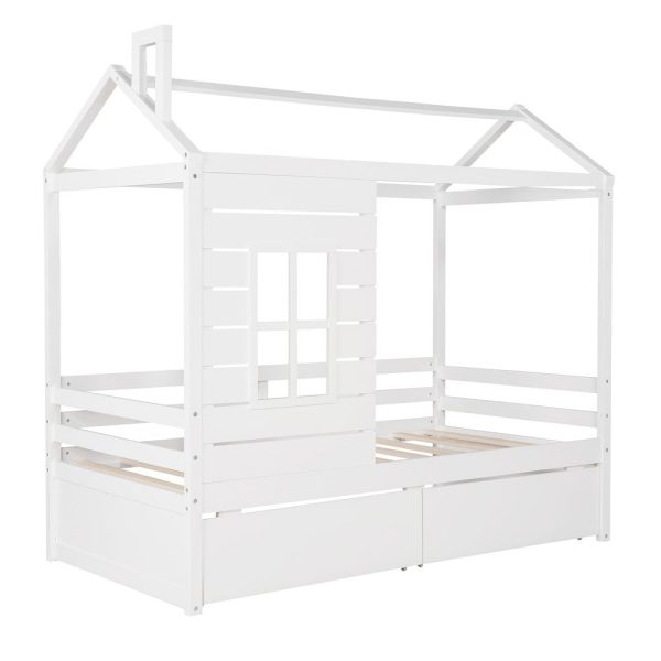 White Wood Twin Four Poster Bed Frame Online