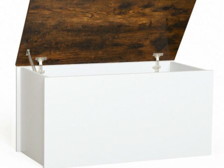 Flip-top Storage Chest with Self-hold Cover and Pneumatic Rod-White Discount