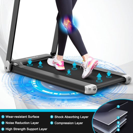 Folding Electric Compact Walking Treadmill with APP Control Speaker-Silver Online